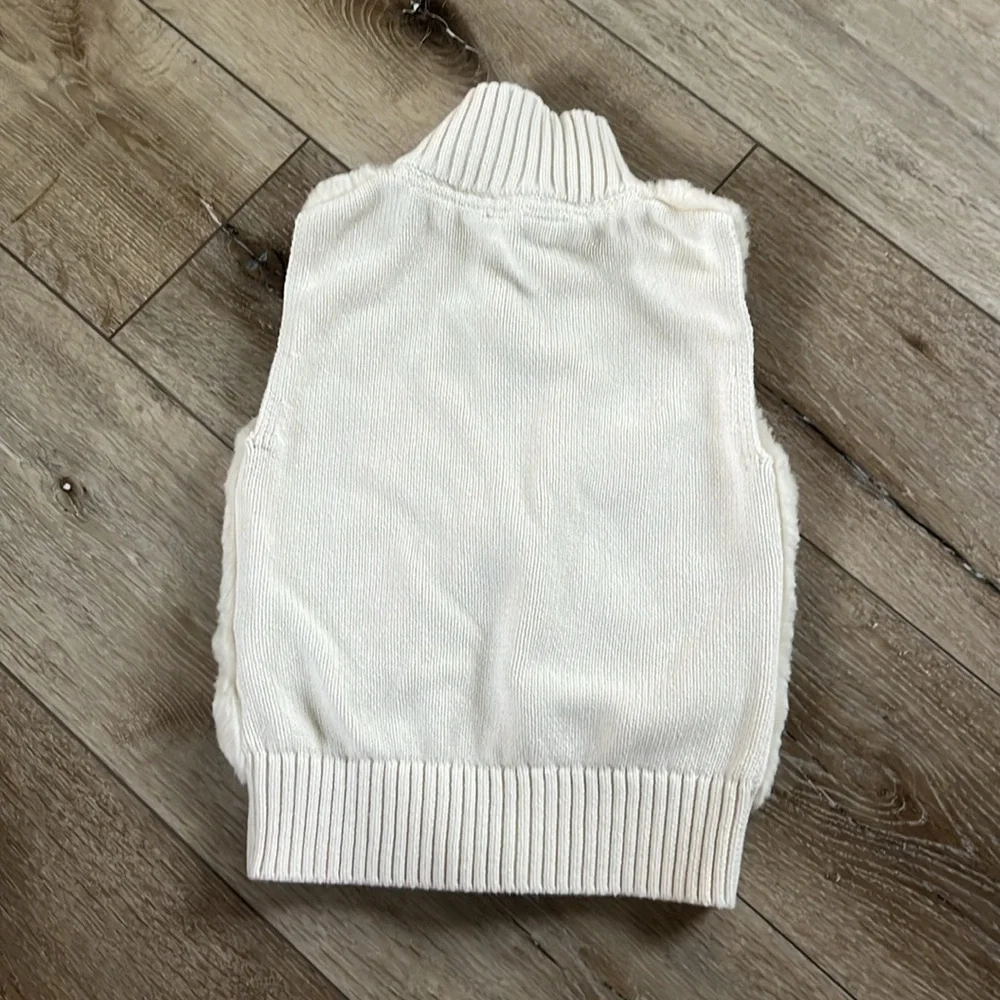 Gap Kids Cream Ivory Faux Fur and Knit Zip Up Vest